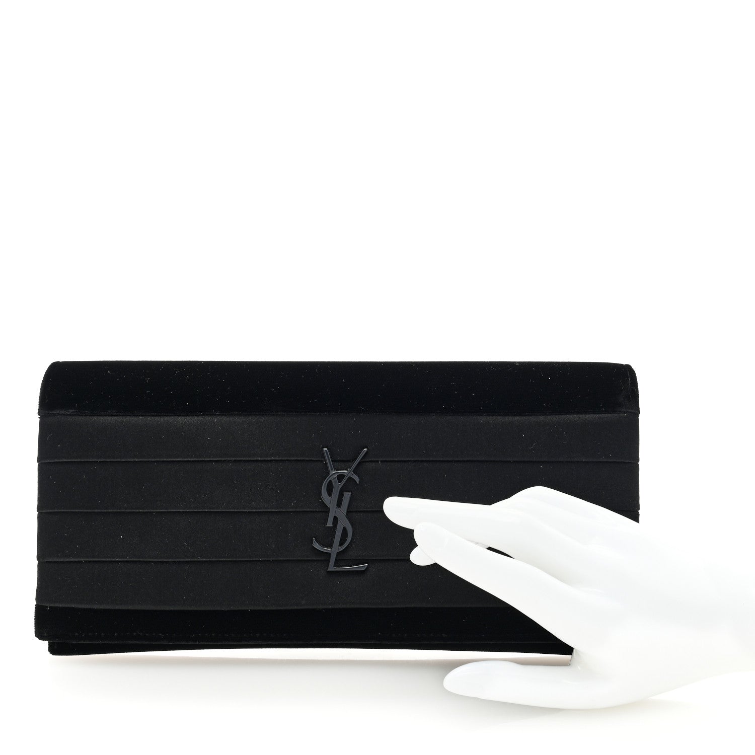 Saint Laurent Velvet Satin Monogram Smoking Clutch Black 2 of 6