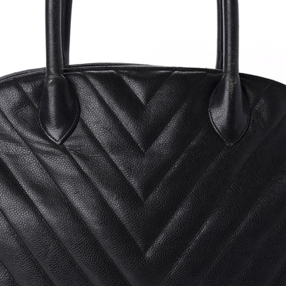 Chanel Caviar Chevron Top Handle Bag Black 17 of 17