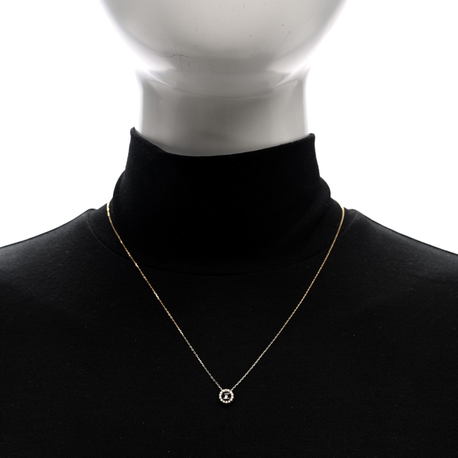 Suzanne Kalan 14K Yellow Gold Diamond Black Night Quartz Halo Pendant Necklace 3 of 5