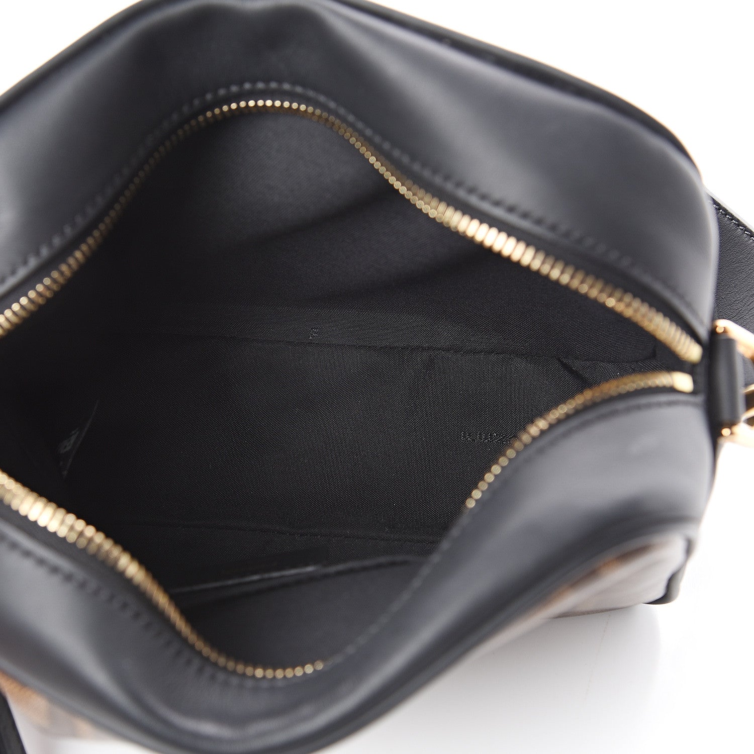 Fendi Glazed Fabric Vitello Century F is Fendi FF 1974 Stamp Patch Camera Case Mogano Panna Black 4 of 7