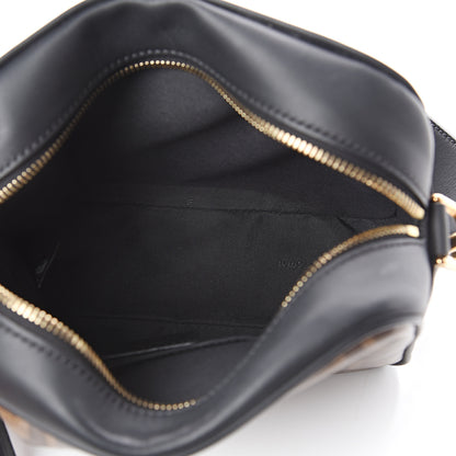 Fendi Glazed Fabric Vitello Century F is Fendi FF 1974 Stamp Patch Camera Case Mogano Panna Black 4 of 7