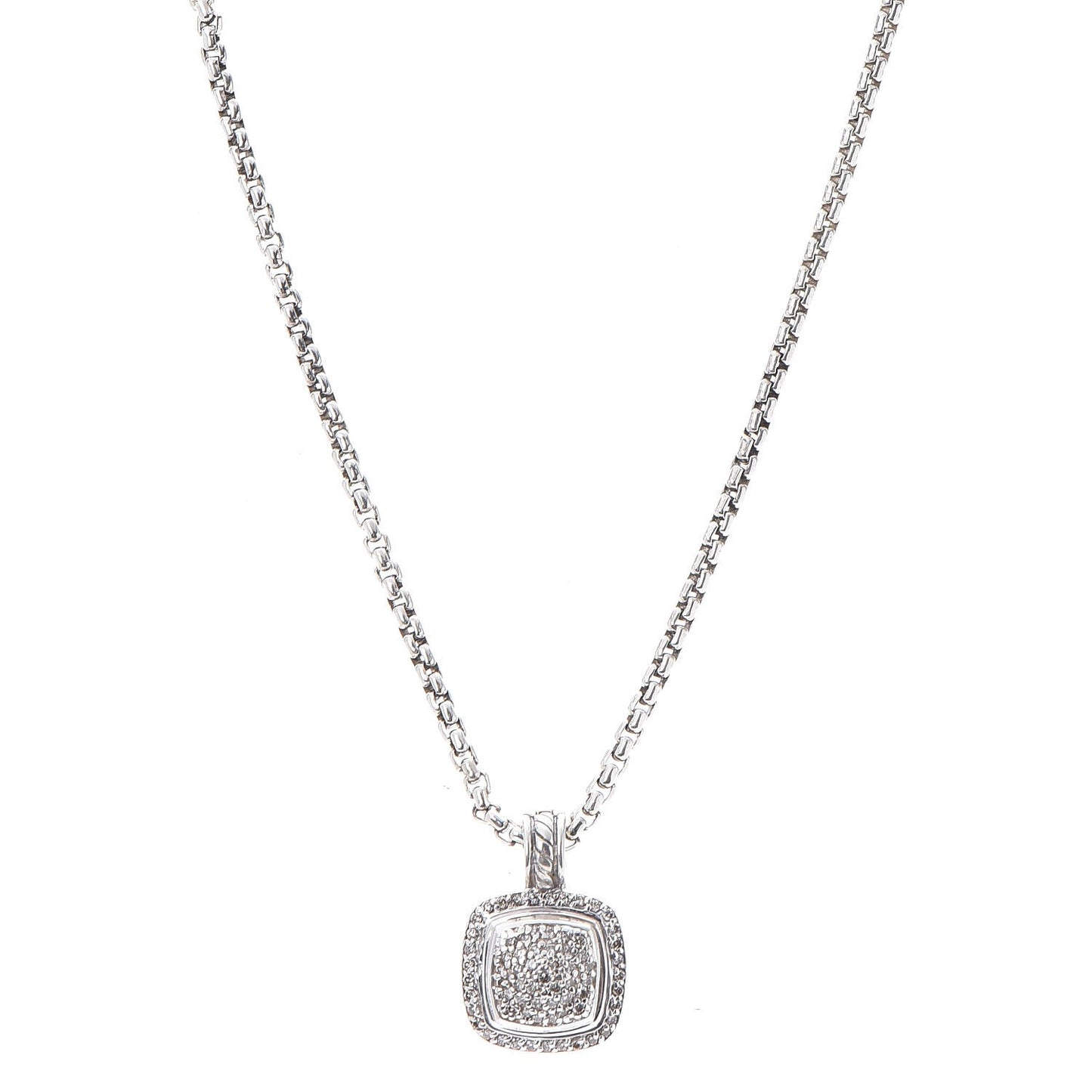 Sterling Silver 14K Yellow Gold Pave Diamond 11mm Petite Albion Necklace
