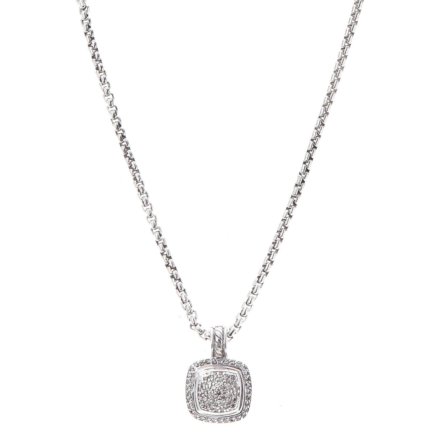 David Yurman Sterling Silver 14K Yellow Gold Pave Diamond 11mm Petite Albion Necklace 1 of 6