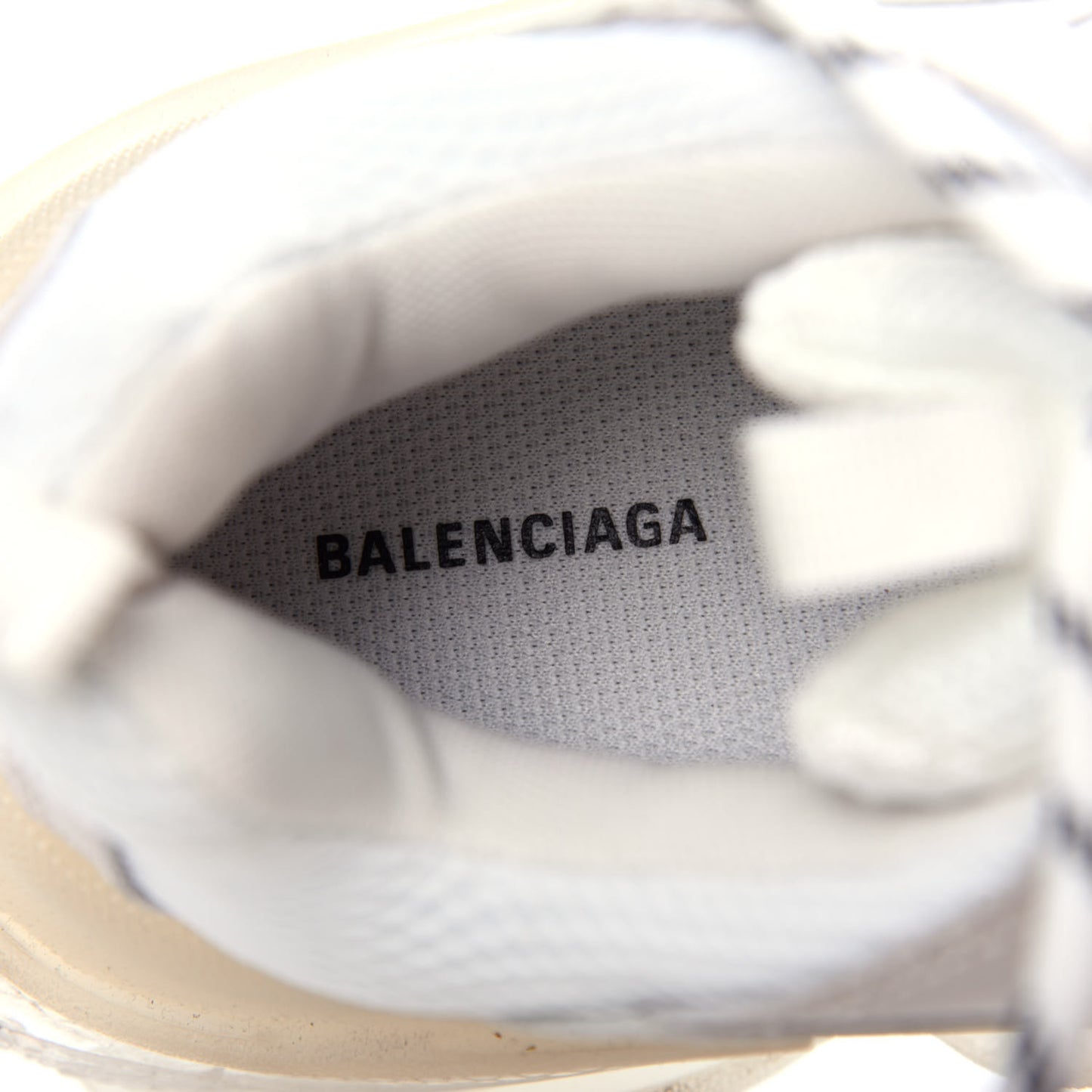 Fabric Mesh Clear Sole Womens Triple S Sneakers 39 White