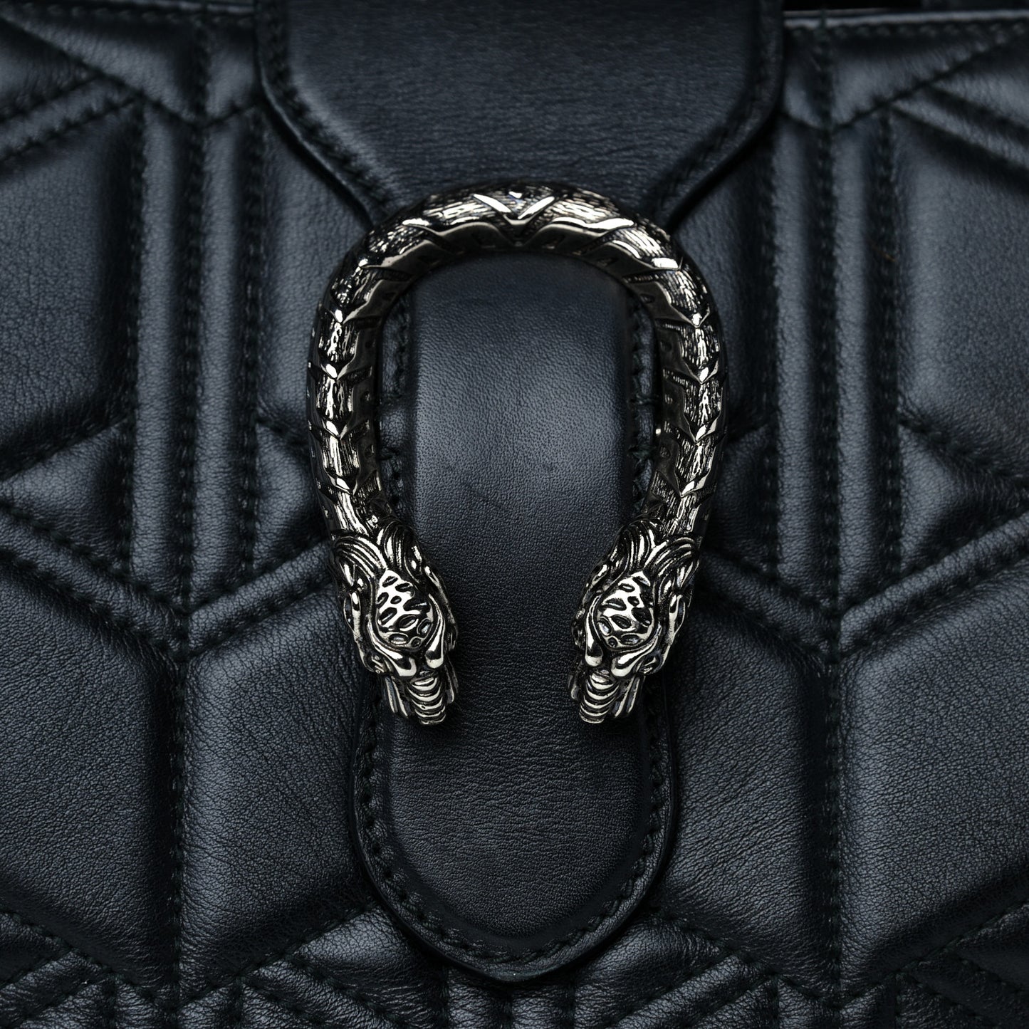 Calfskin Web Quilted Large Dionysus Tote Bag Black