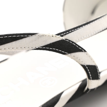 Chanel Fabric Grosgrain Cap Toe CC Slingback Flats 41 White Black 10 of 10