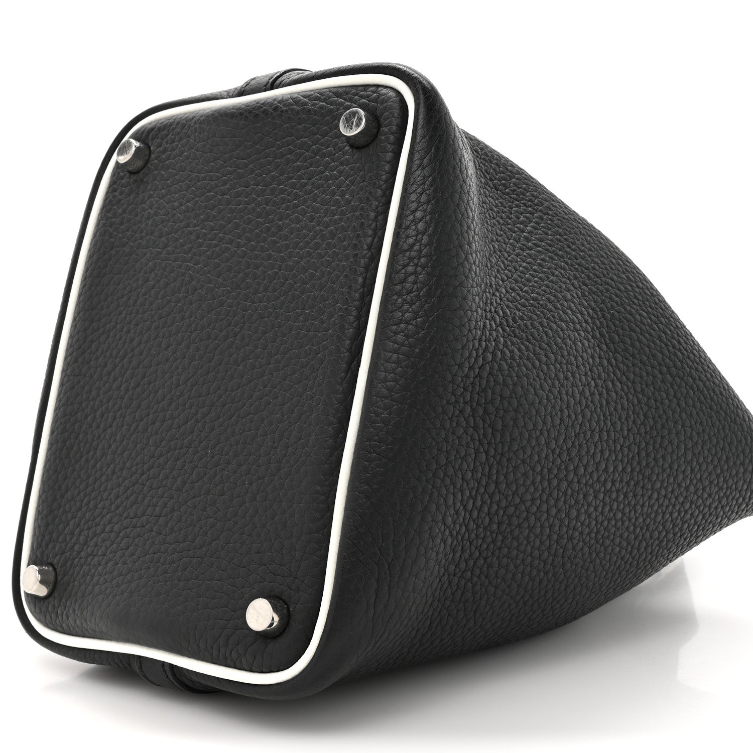 Hermes Taurillon Clemence Epsom Eclat Picotin 18 PM Black White 8 of 9