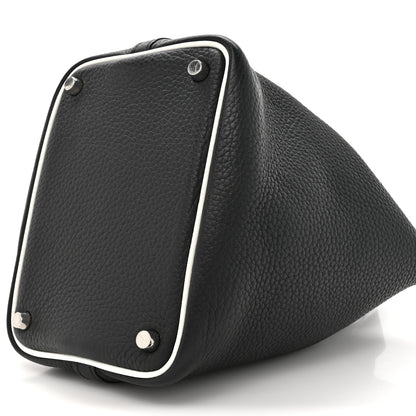 Hermes Taurillon Clemence Epsom Eclat Picotin 18 PM Black White 8 of 9