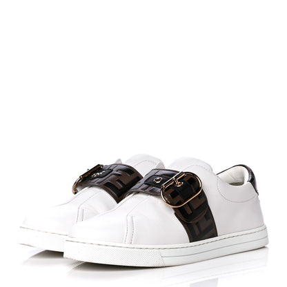 Fendi Vitello FF Embossed Womens Slip On Sneakers 37 Ultra White Maya Black 3 of 14
