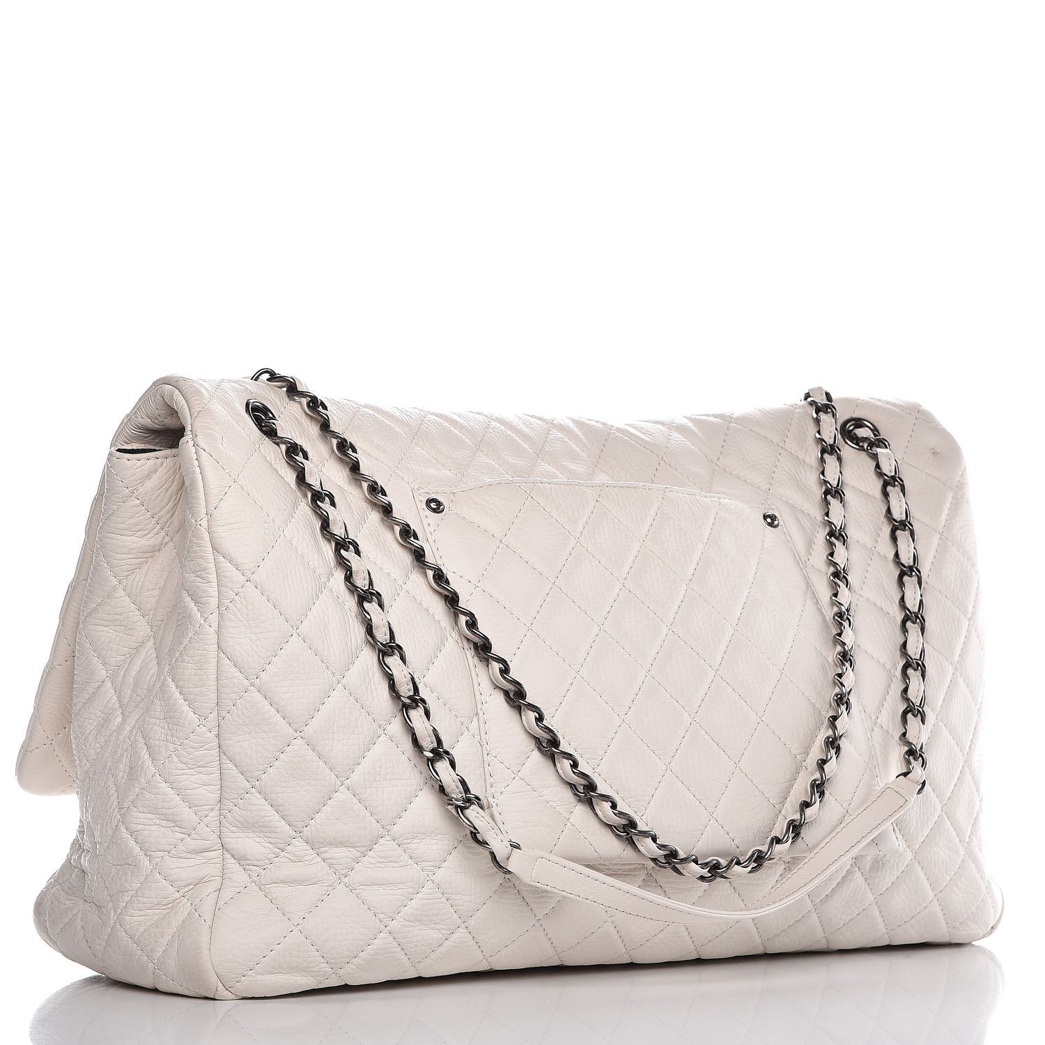 Chanel Calfskin Quilted XXL Travel Flap Bag White 3 of 12