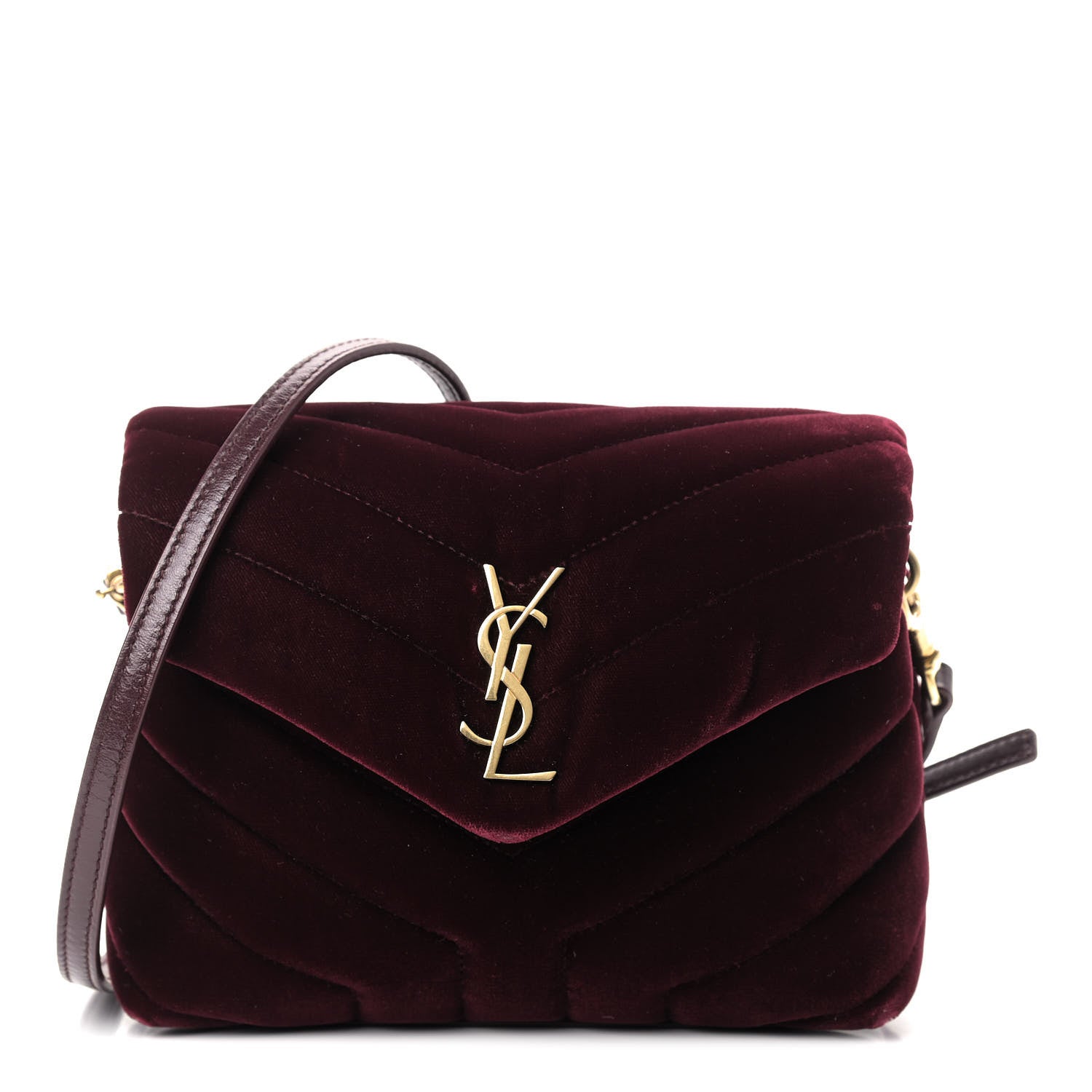 Saint Laurent Velvet Y Quilted Monogram Toy Loulou Crossbody Bag French Burgundy 1 of 9