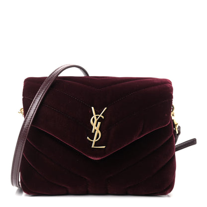 Saint Laurent Velvet Y Quilted Monogram Toy Loulou Crossbody Bag French Burgundy 1 of 9
