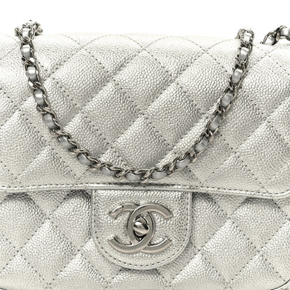Chanel Metallic Caviar Quilted Mini Square CC Slide Flap Silver 9 of 12