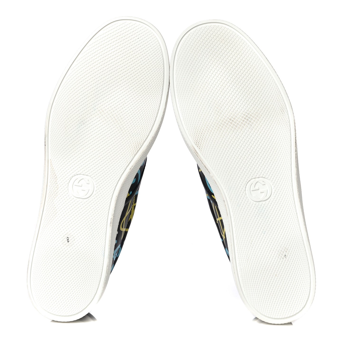 Calfskin GucciGhost Print Mens Dublin Slip On Sneakers 8 Black New Acquamarine