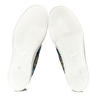 Gucci Calfskin GucciGhost Print Mens Dublin Slip On Sneakers 8 Black New Acquamarine 7 of 10