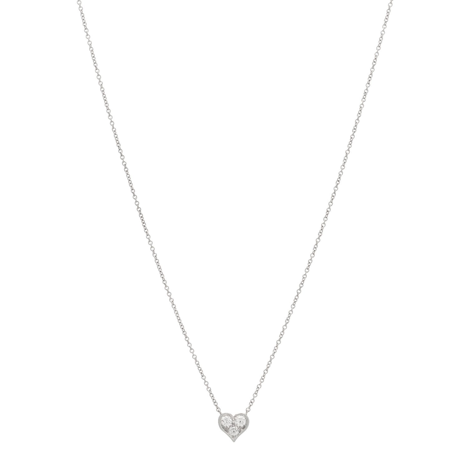 Tiffany Platinum Diamond Heart Pendant Necklace 1 of 6