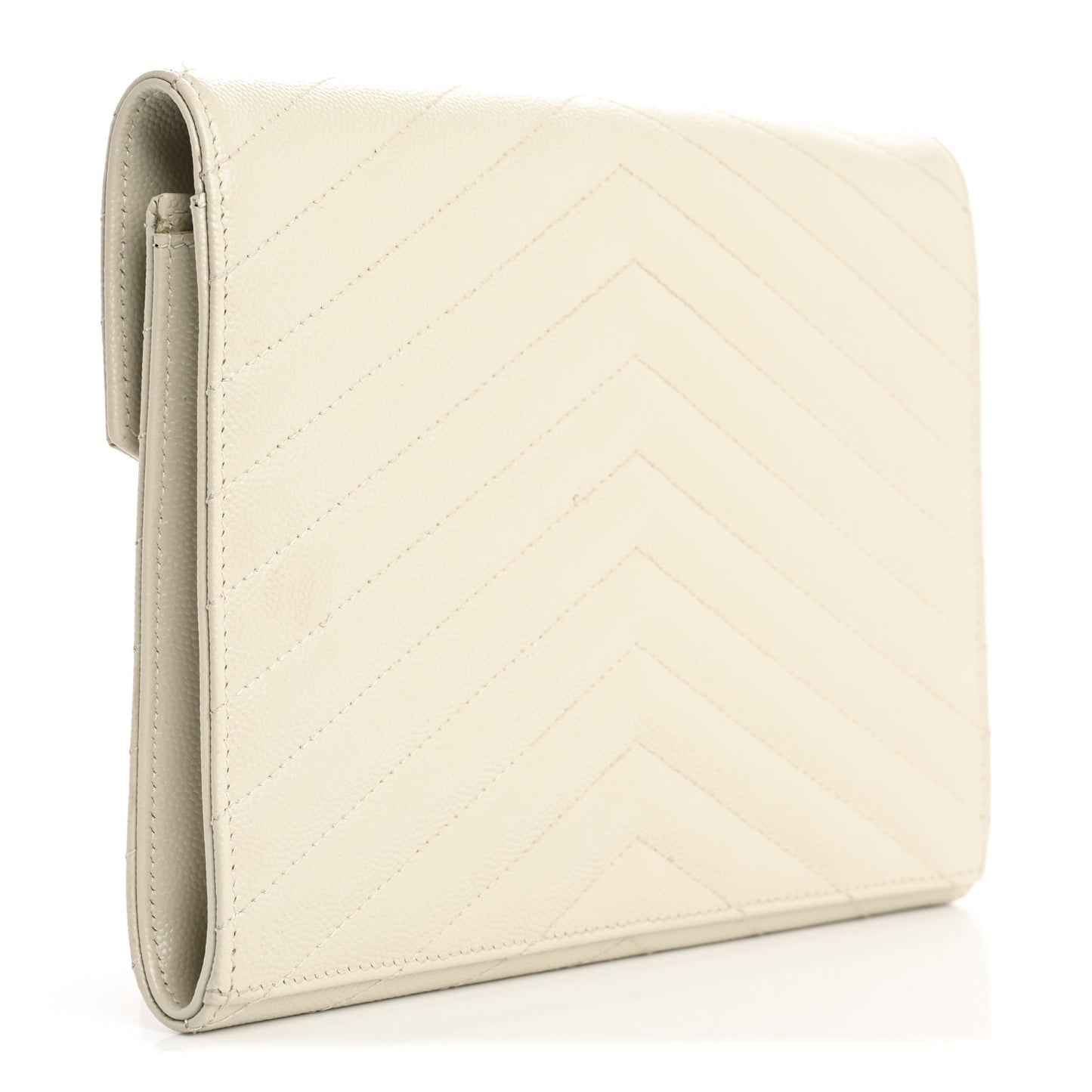 Grain De Poudre Matelasse Chevron Monogram Envelope Clutch Blanc Vintage