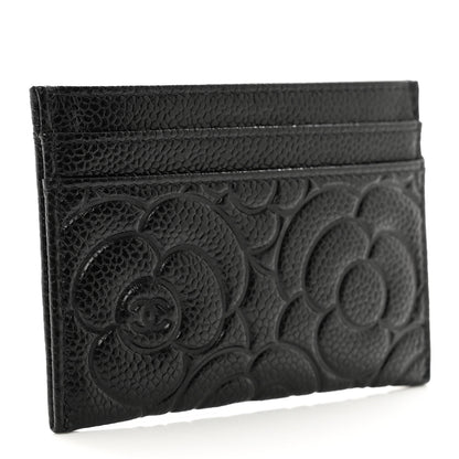 Chanel Caviar Camellia Embossed Card Holder Black 3 of 8
