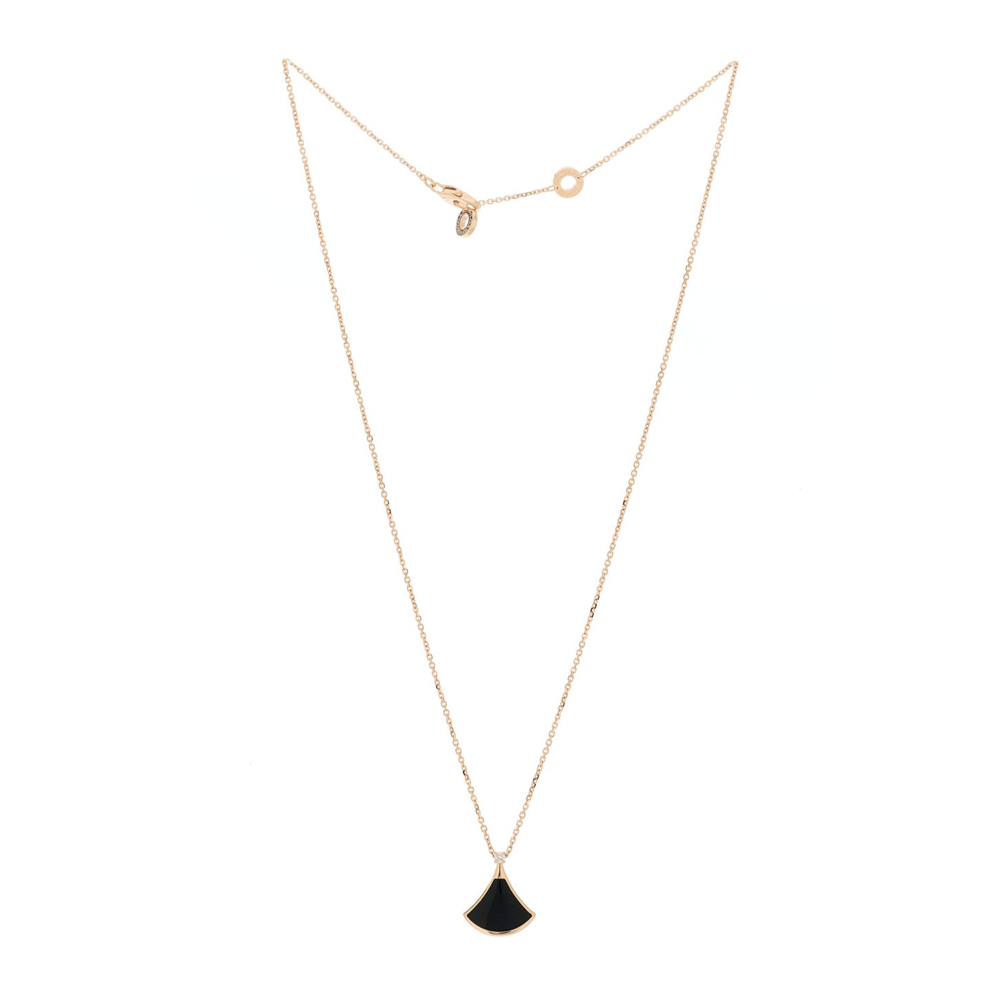 18K Rose Gold Diamond Black Onyx Divas' Dream Pendant Necklace