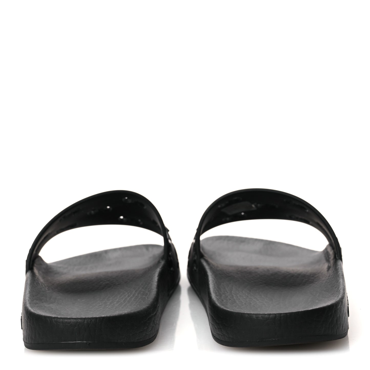 Rubber GG Monogram Perforated Womens Slide Sandals 39 Black