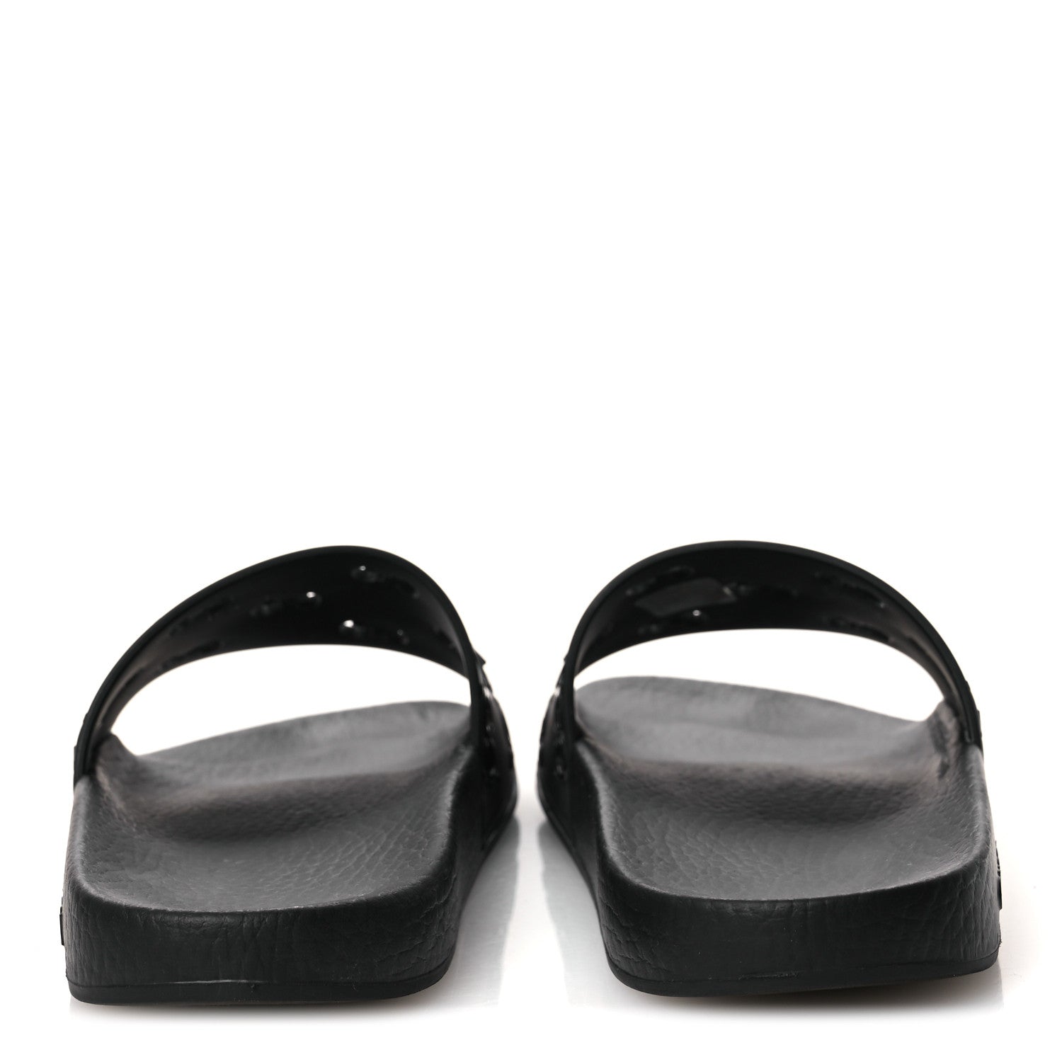 Gucci Rubber GG Monogram Perforated Womens Slide Sandals 39 Black 6 of 13