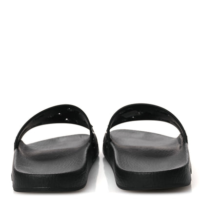 Gucci Rubber GG Monogram Perforated Womens Slide Sandals 39 Black 6 of 13