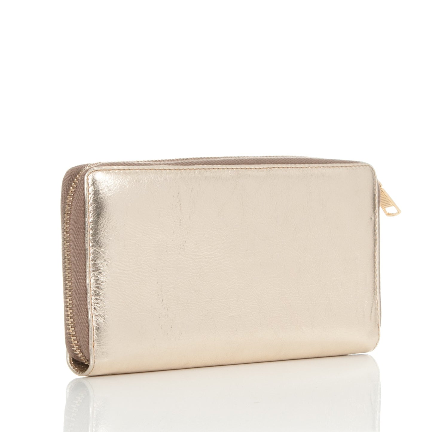 Metallic Calfskin Belle De Jour Zip Around Wallet Gold