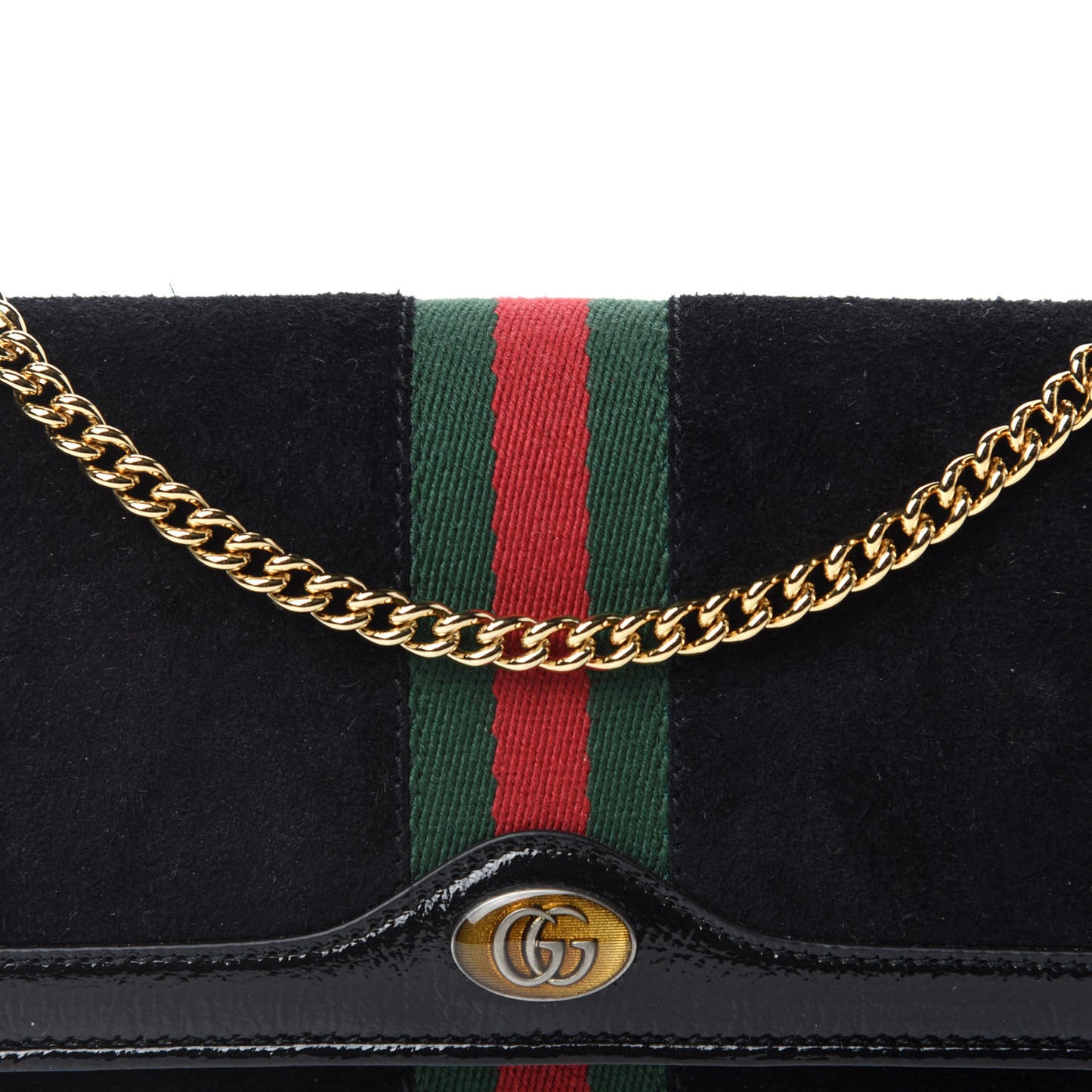 Suede Patent Web Ophidia Wallet On Chain Black