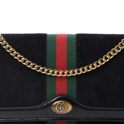 Gucci Suede Patent Web Ophidia Wallet On Chain Black 10 of 10