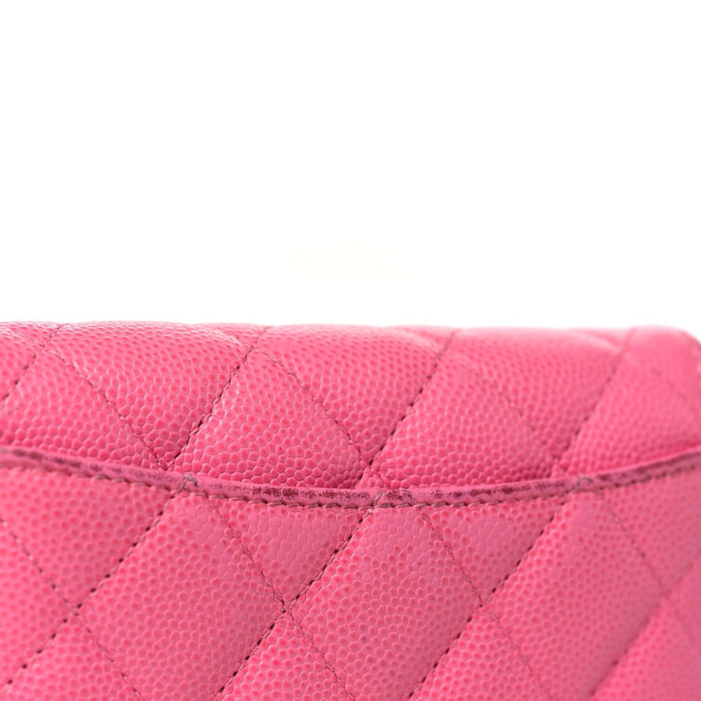 Caviar Quilted Flap Card Holder Wallet Pink