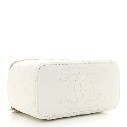 Chanel Caviar Quilted Small Vanity Case With Chain White 4 of 11