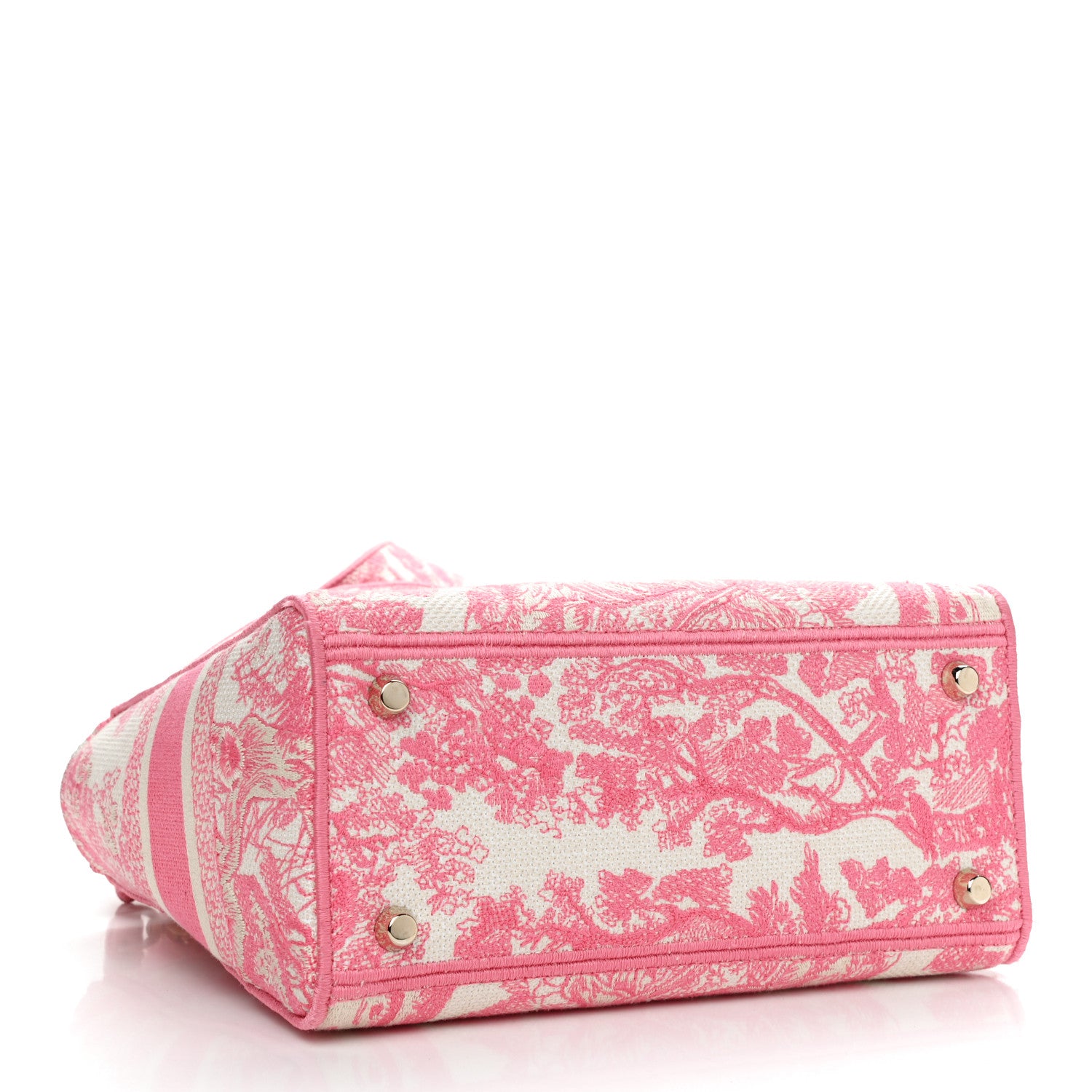 Christian Dior Canvas Toile De Jouy Embroidered Medium Lady D-Lite Peony Pink 3 of 13