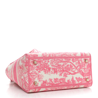 Christian Dior Canvas Toile De Jouy Embroidered Medium Lady D-Lite Peony Pink 3 of 13