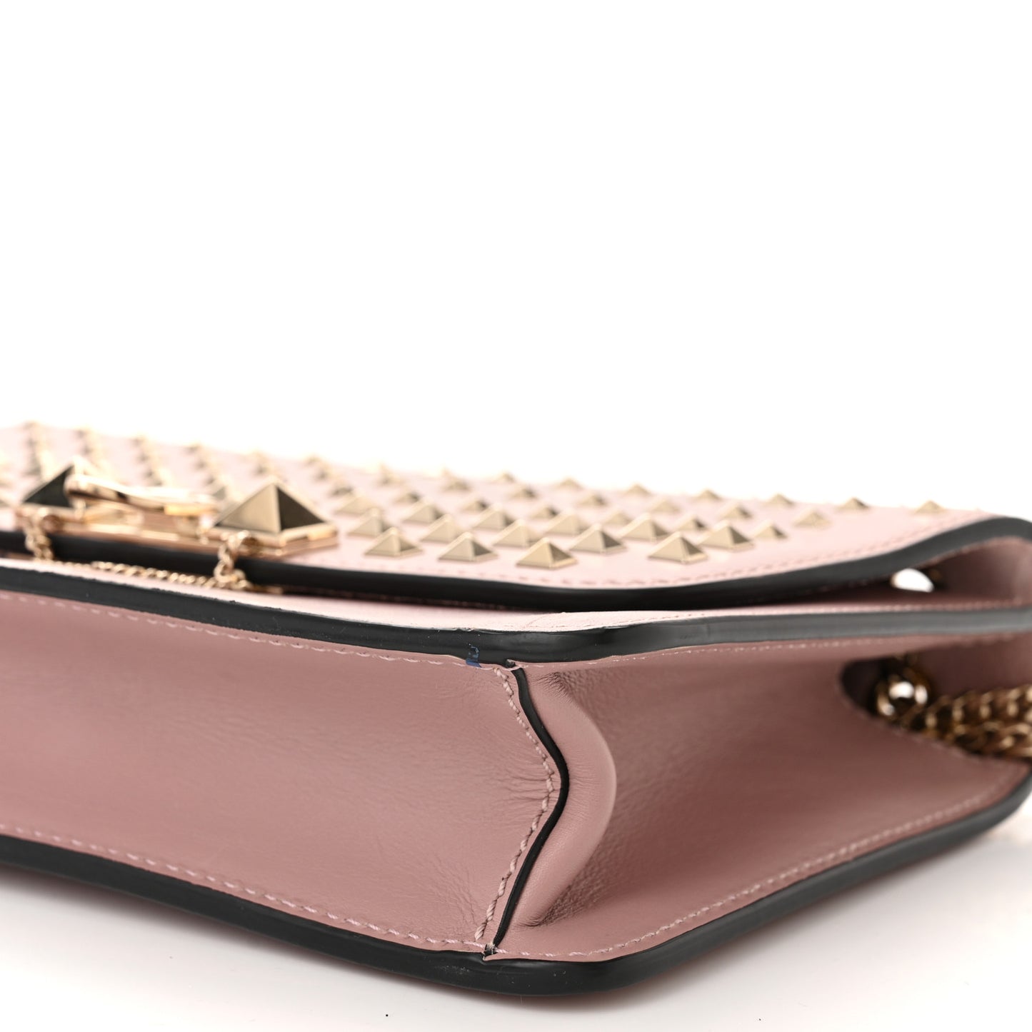 Vitello Small Rockstud All Over Demilune Shoulder Bag Lipstick
