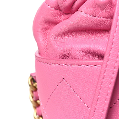 Chanel Calfskin Small CC Chain Bucket Drawstring Bag Pink 11 of 11