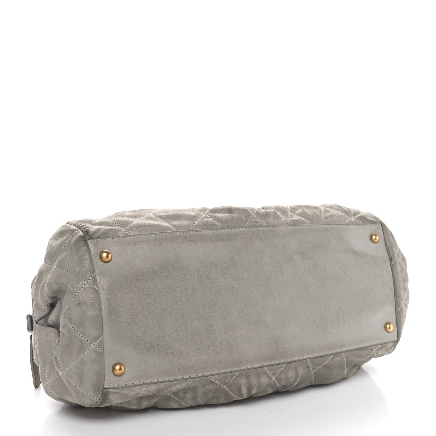 Iridescent Calfskin Chic Quilt Bowling Bag Grey