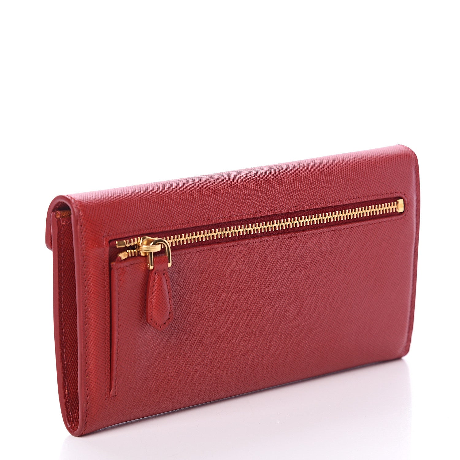 Prada Saffiano Bi-Color Envelope Wallet Fuoco Papaya 2 of 5