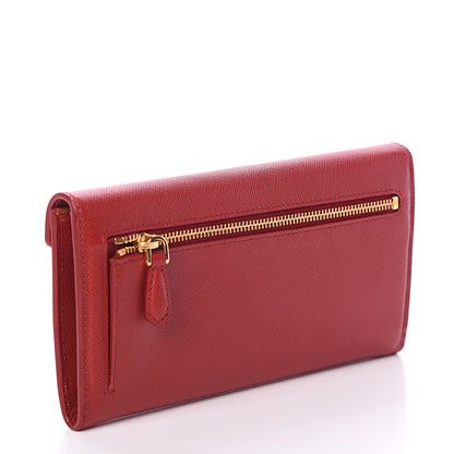 Prada Saffiano Bi-Color Envelope Wallet Fuoco Papaya 2 of 5