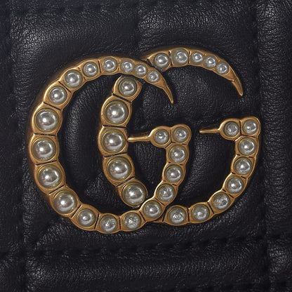 Gucci Calfskin Matelasse Mini Pearly GG Marmont Chain Bag Black 8 of 9