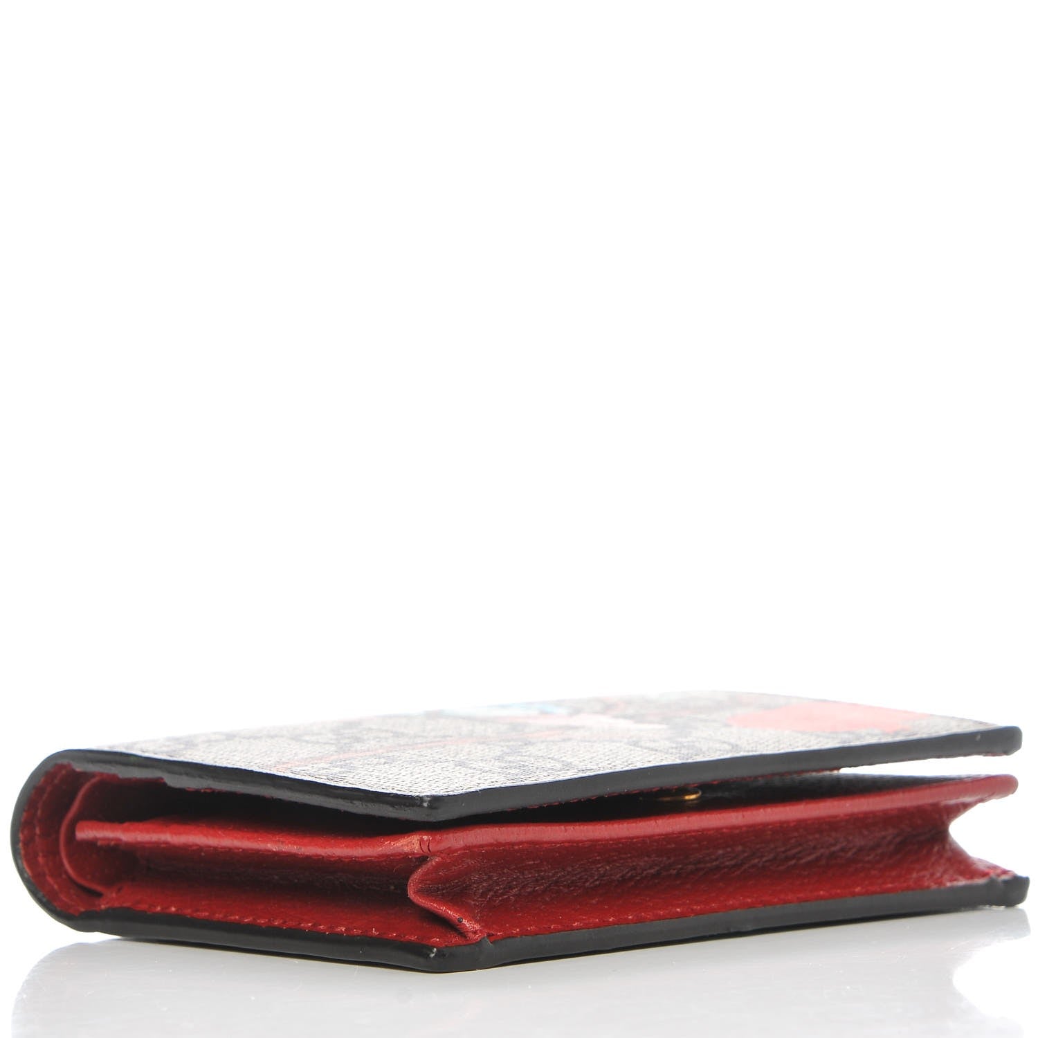 Gucci GG Supreme Monogram Tian Card Case Beige Multicolor Red 4 of 8
