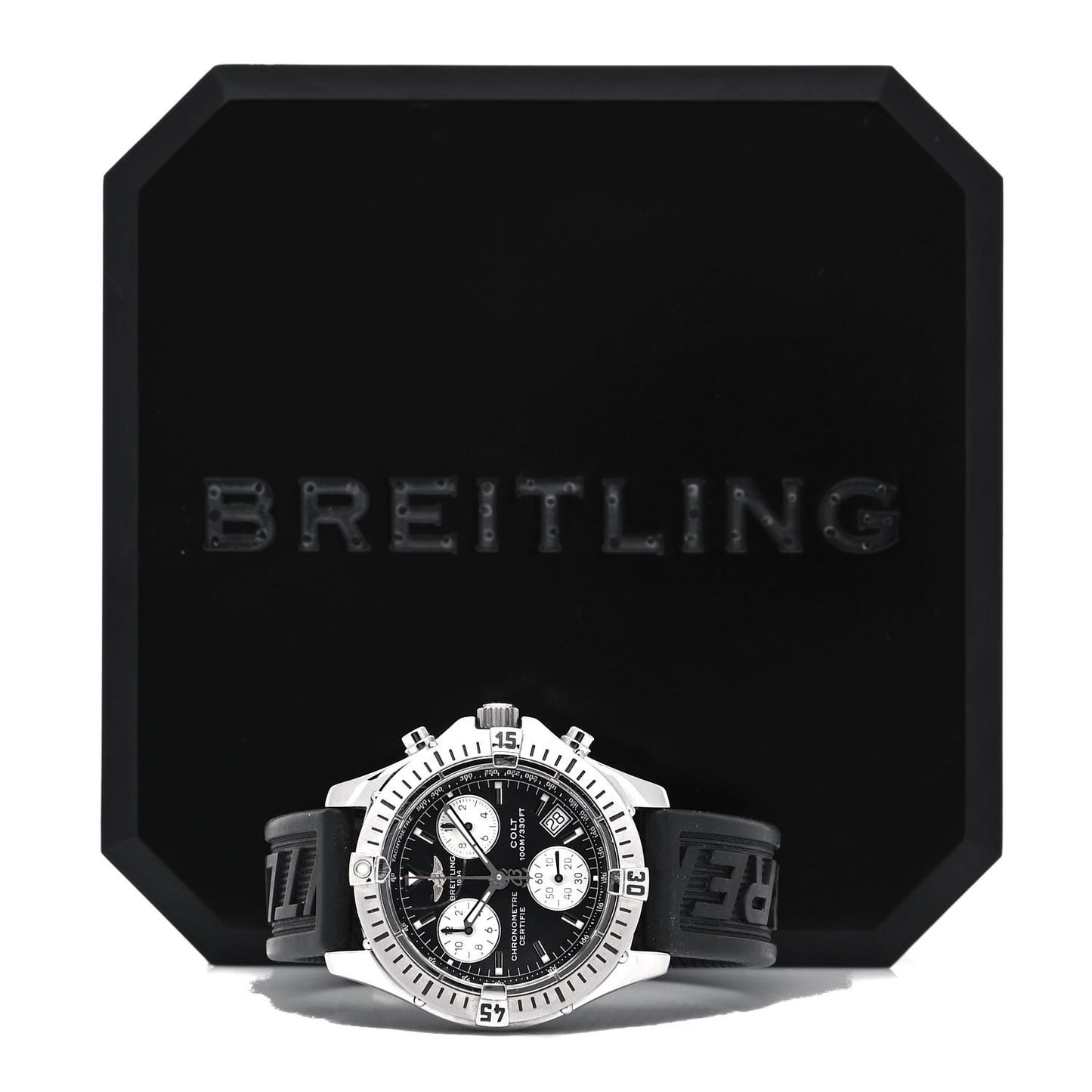 Stainless Steel Rubber 38mm Chrono Colt Quartz SQ Watch Black A73350