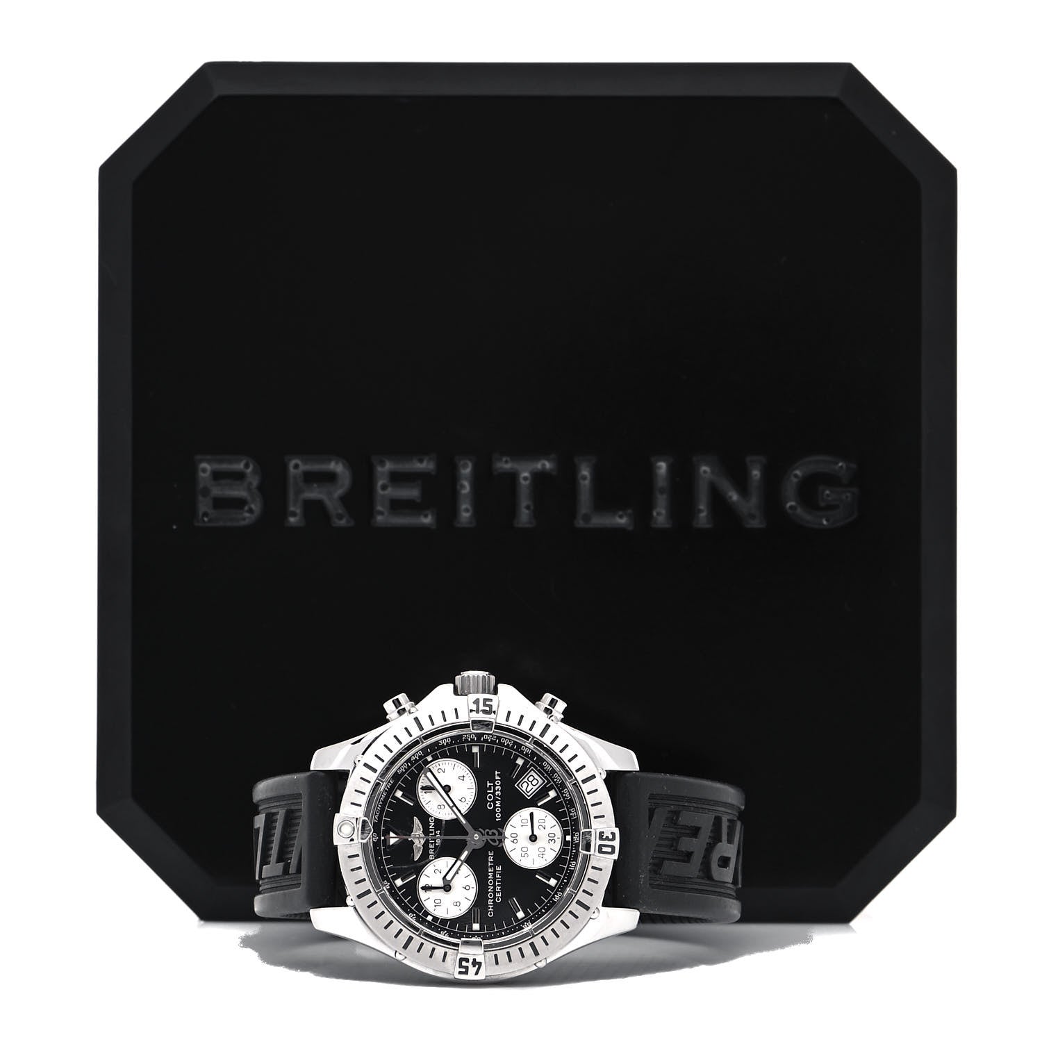 Breitling Stainless Steel Rubber 38mm Chrono Colt Quartz SQ Watch Black A73350 5 of 5