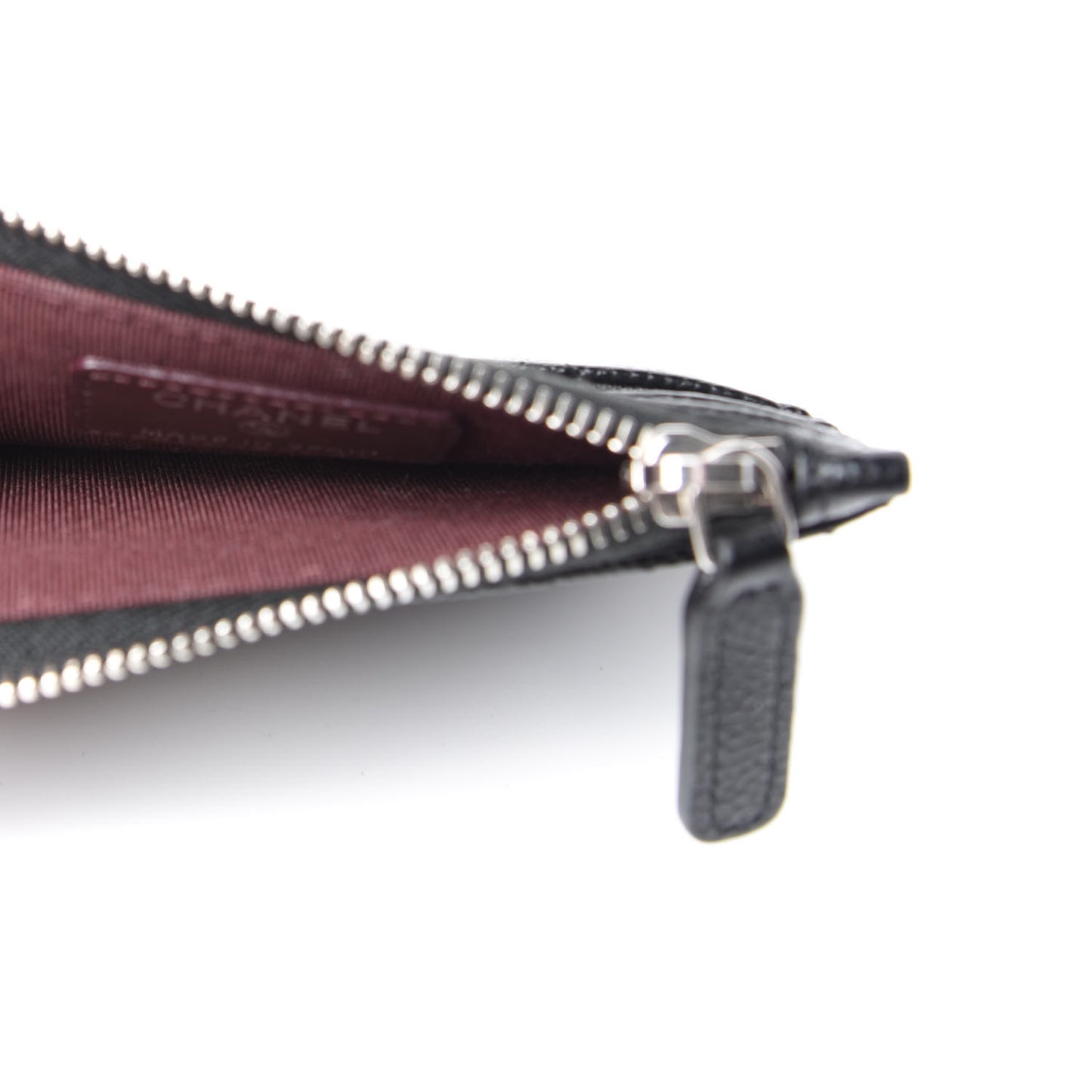 Caviar Quilted CC Zip Card Holder Black