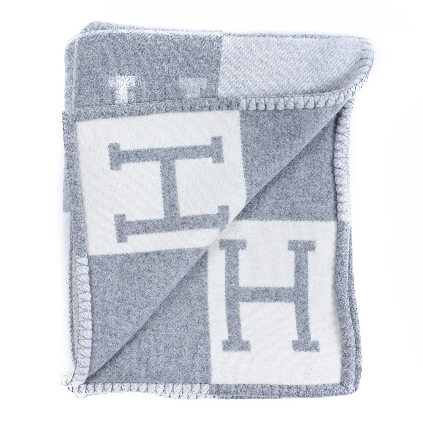Wool Cashmere Avalon III Blanket Ecru Gris Clair