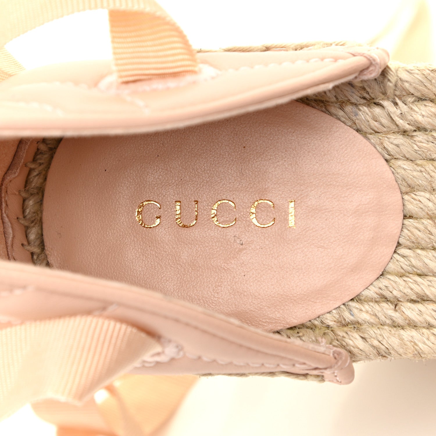 Gucci Nappa Matelasse GG Marmont Ankle Wrap Platform 35/120mm Espadrille Wedges 37.5 Skin Rose 11 of 14