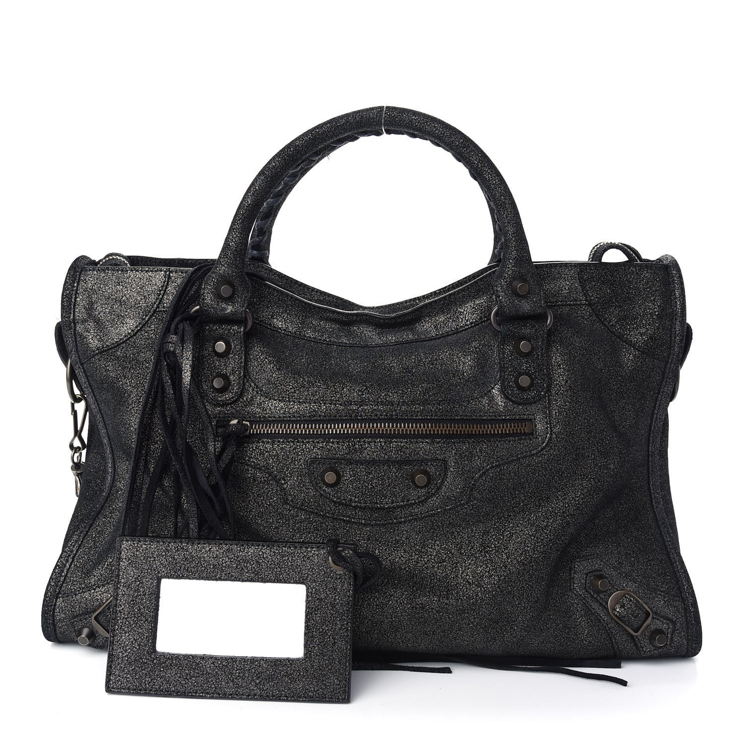 Balenciaga Metallic Craquele Classic Hardware City Black 1 of 9
