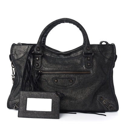 Balenciaga Metallic Craquele Classic Hardware City Black 1 of 9