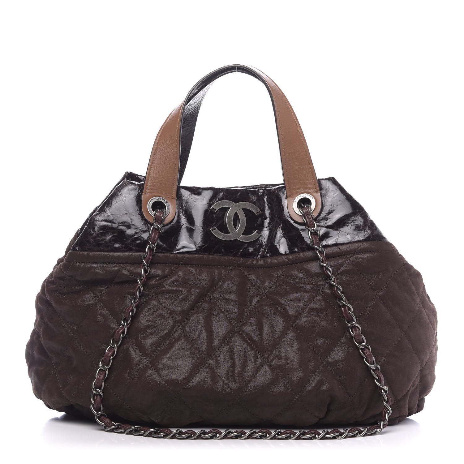 Chanel Iridescent Calfskin Quilted Large In The Mix Tote Dark Brown 1 of 12