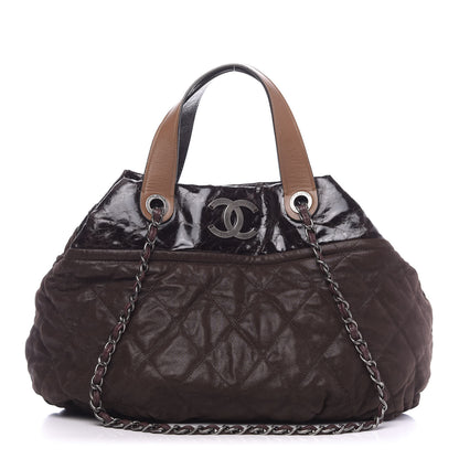 Chanel Iridescent Calfskin Quilted Large In The Mix Tote Dark Brown 1 of 12