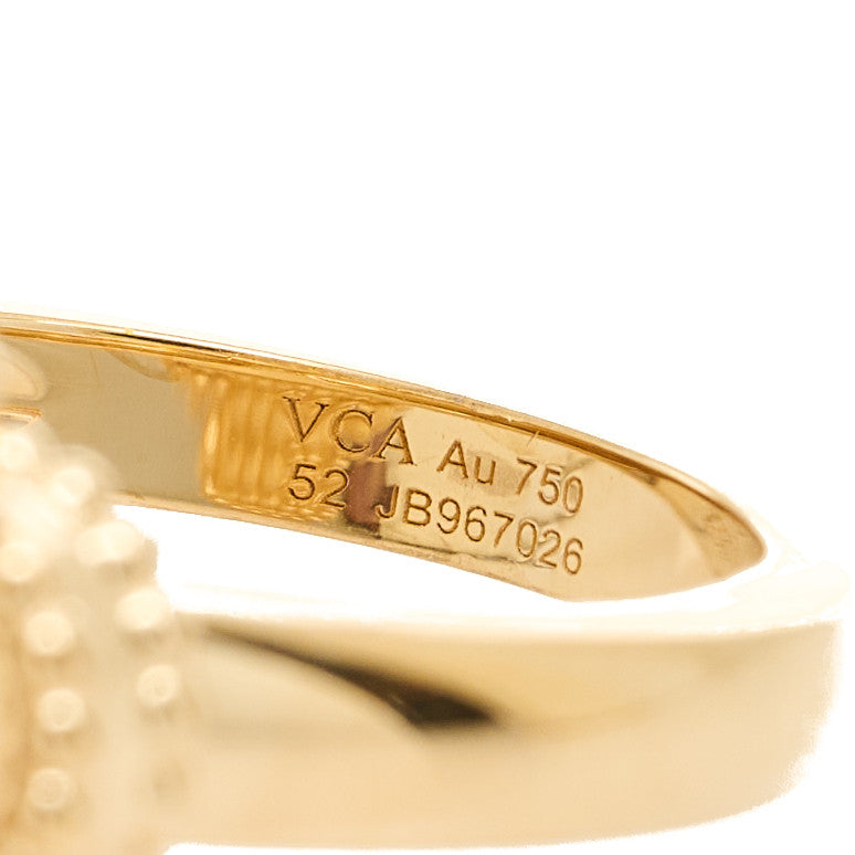 Van Cleef & Arpels 18K Yellow Gold Guilloche Vintage Alhambra Ring 52 6 4 of 4